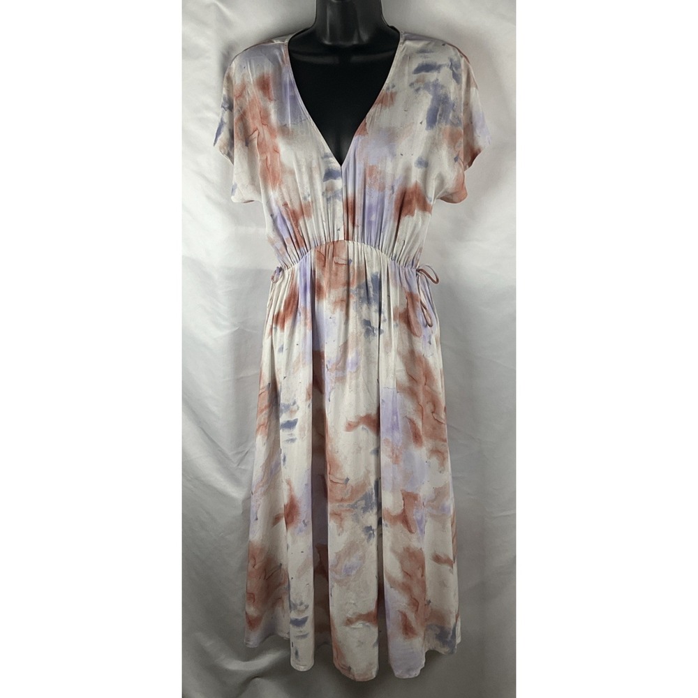 Hem & Thread Women's Size Small Watercolor Print Flowy Midi Dress Empire Waist